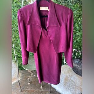 DANA BUCHMAN DRESSES, Size of 10 Silk Dress & Short Shrug Jacket in purple.